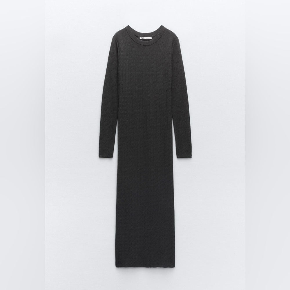 Zara Charcoal Long Sleeve Dress